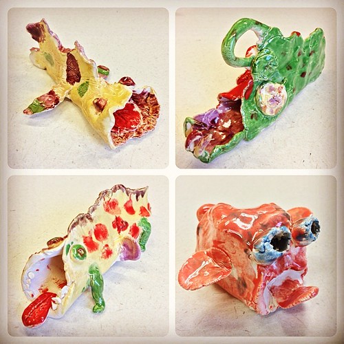 I'm loving some of these Ugly Fish ceramic slab sculptures made by my fourth-grade art students! #clay #ceramics #coolkidart #art #fish #artclass