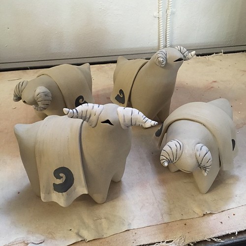 All lined up and ready for the bisque firing.
