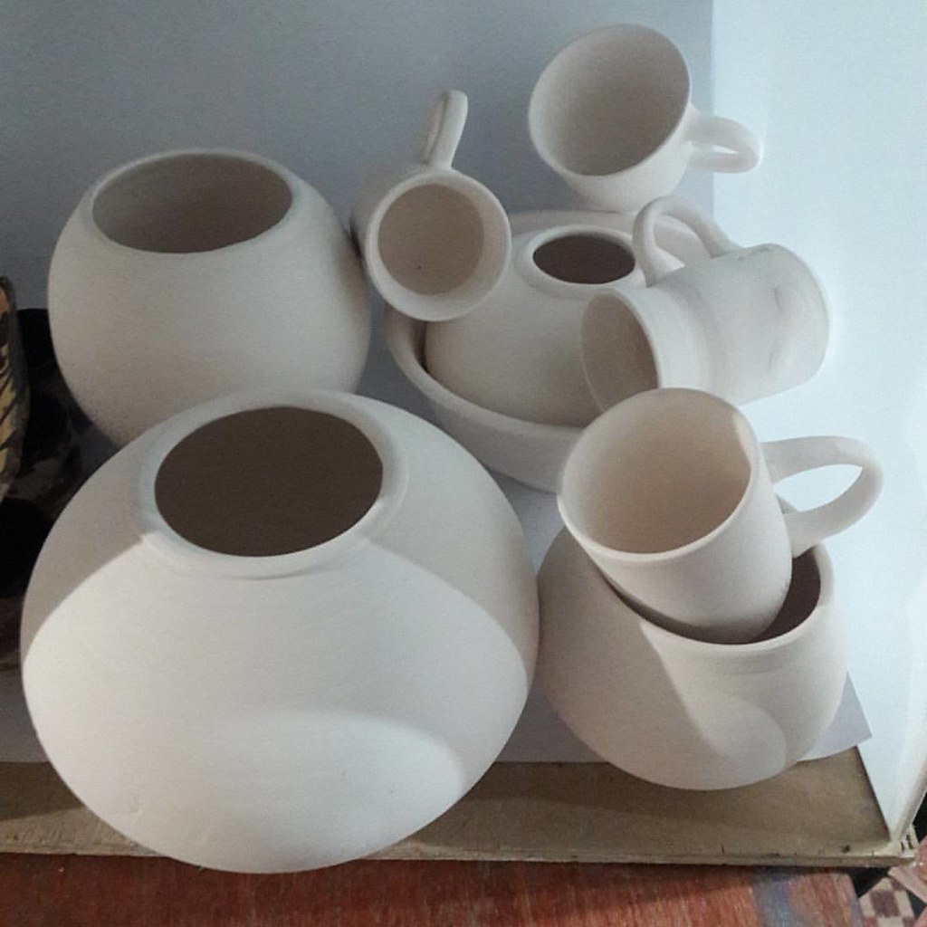 Running out of #space #bisqueware time to move some work out #studiopottery #ArtbyGretaMichelle